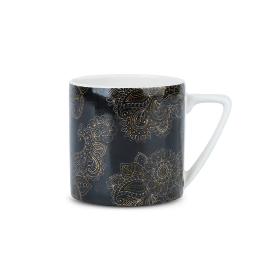 Puja GOLD Alpana on Black (Coffee Mugs, Pack of 6) My Store
