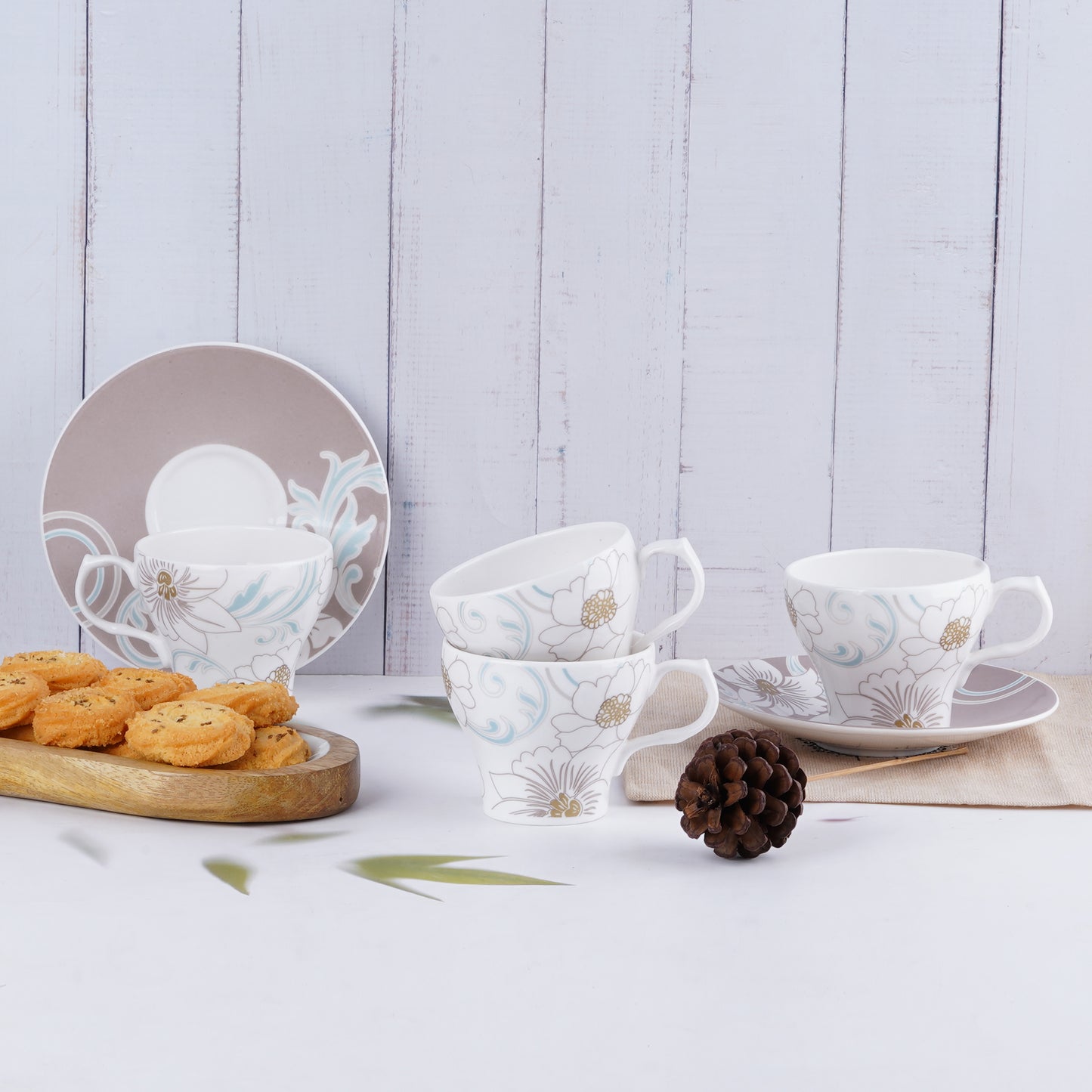 Prince Leaf Cups and Saucers-stylish tea cup set