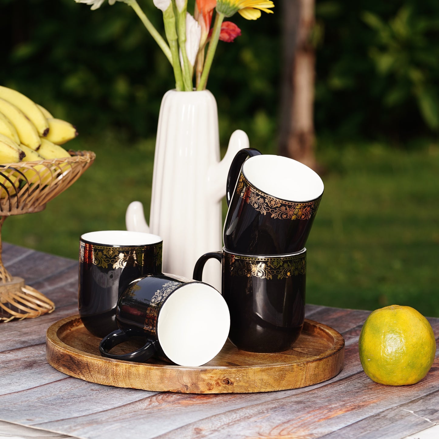 Lila Mug in Black & Gold tea cup set -Dandy Lines