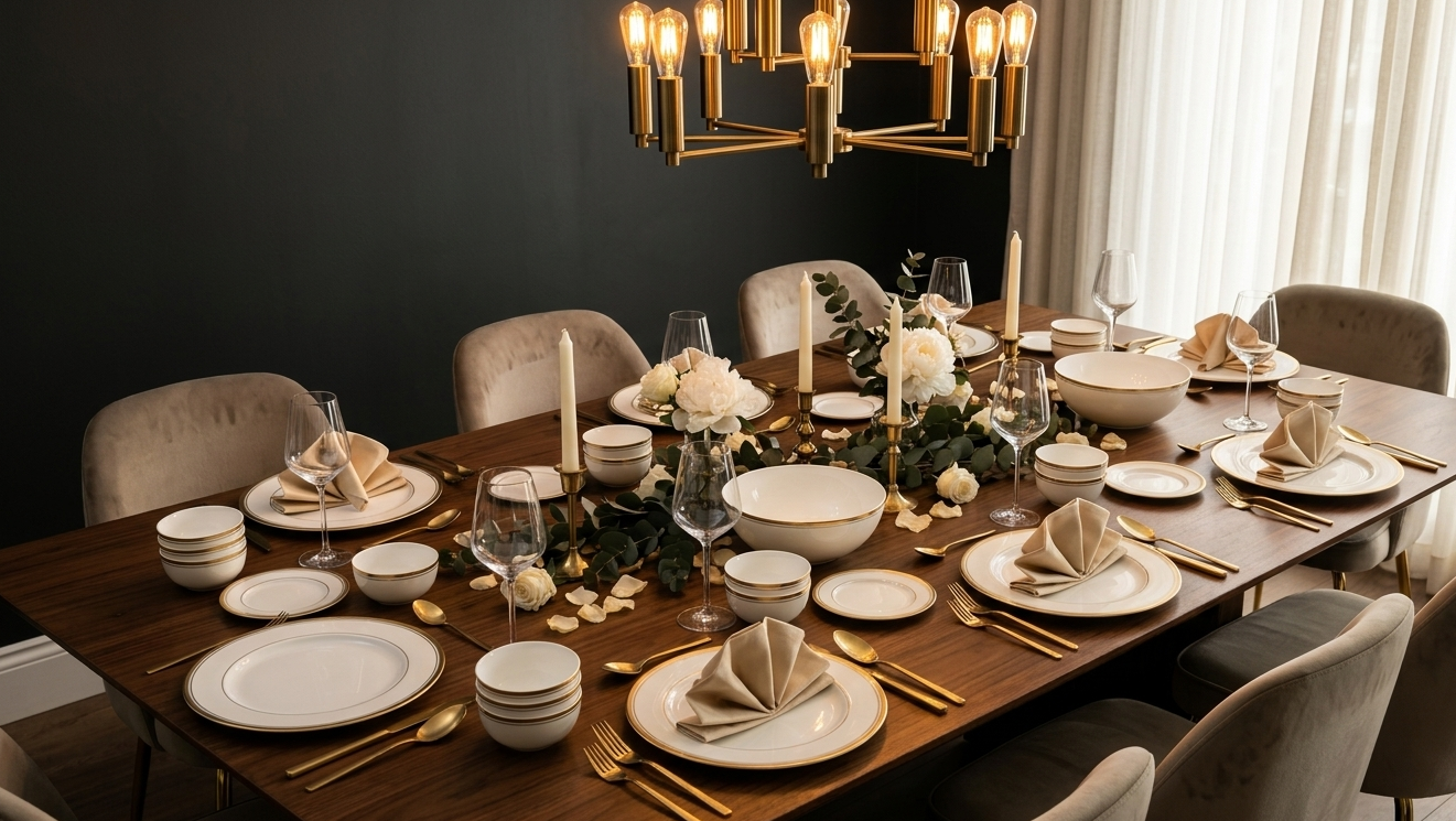 Gold Line White Fine Bone China Dinner Set – 20 Pc My Store