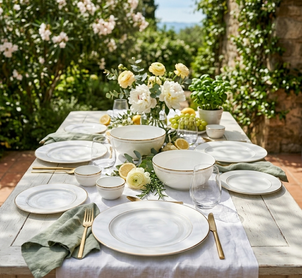 Gold Line White Fine Bone China Dinner Set – 20 Pc My Store