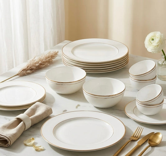 Gold Line White Fine Bone China Dinner Set – 20 Pc My Store