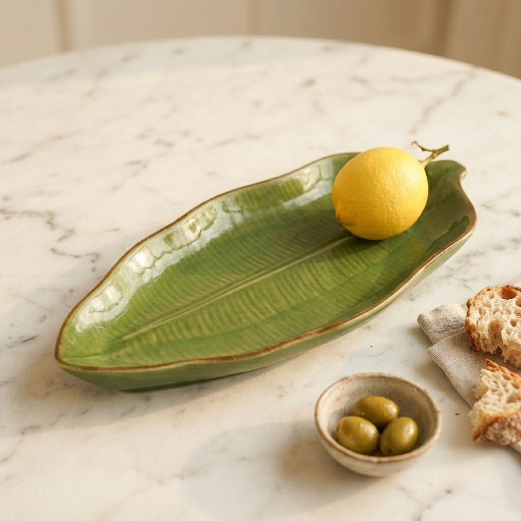Eco Green Leaf Platter (Pack of 1, Green) My Store