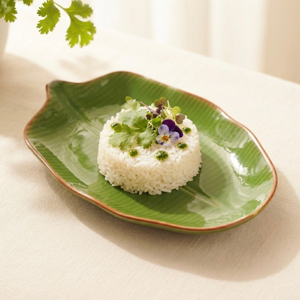 Earth Green Leaf Platter (Pack of 2, Green) My Store