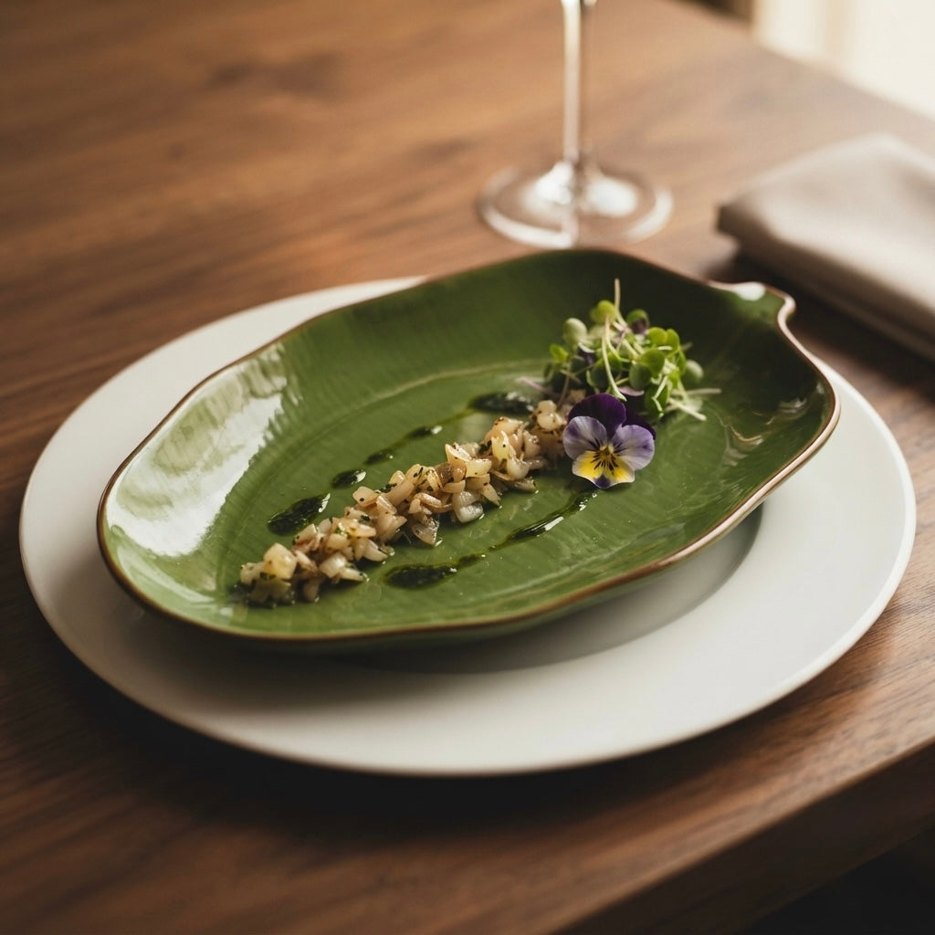 Earth Green Leaf Platter (Pack of 2, Green) My Store