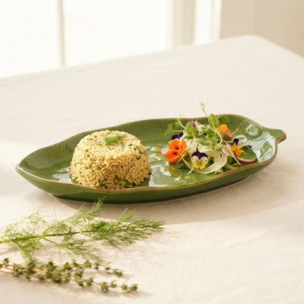 Eco Green Leaf Platter (Pack of 1, Green) My Store