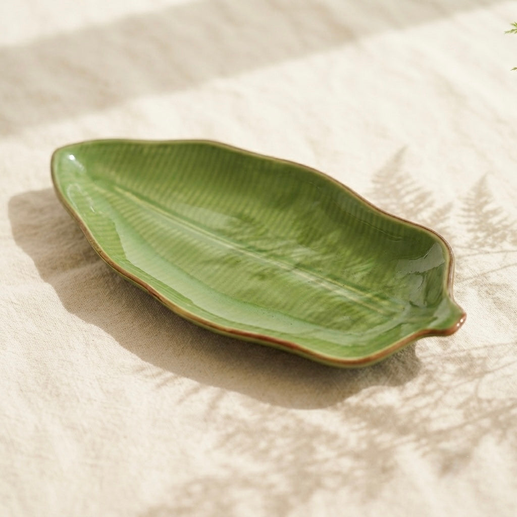 Eco Green Leaf Platter (Pack of 1, Green) My Store