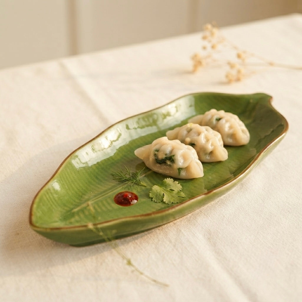 Eco Green Leaf Platter (Pack of 1, Green) My Store
