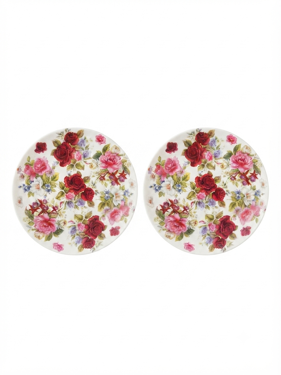 English Rose Quarter Plates, Pack of 2