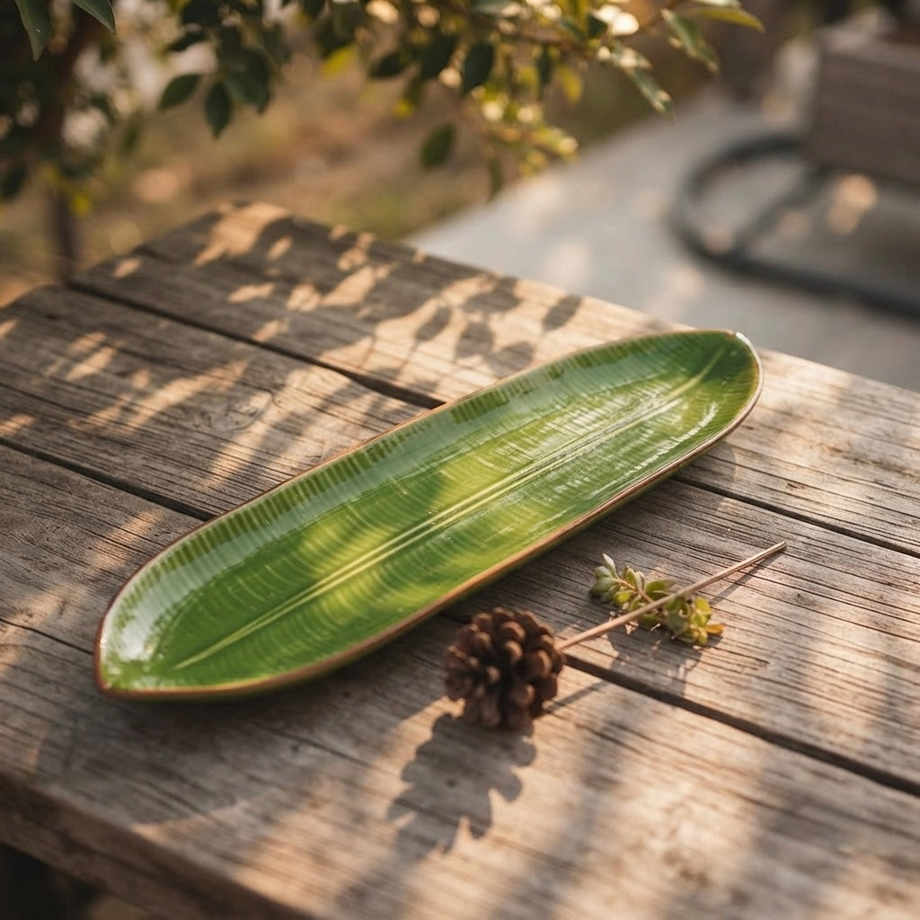 Fern Leaf Platter (Pack of 1, Green) My Store
