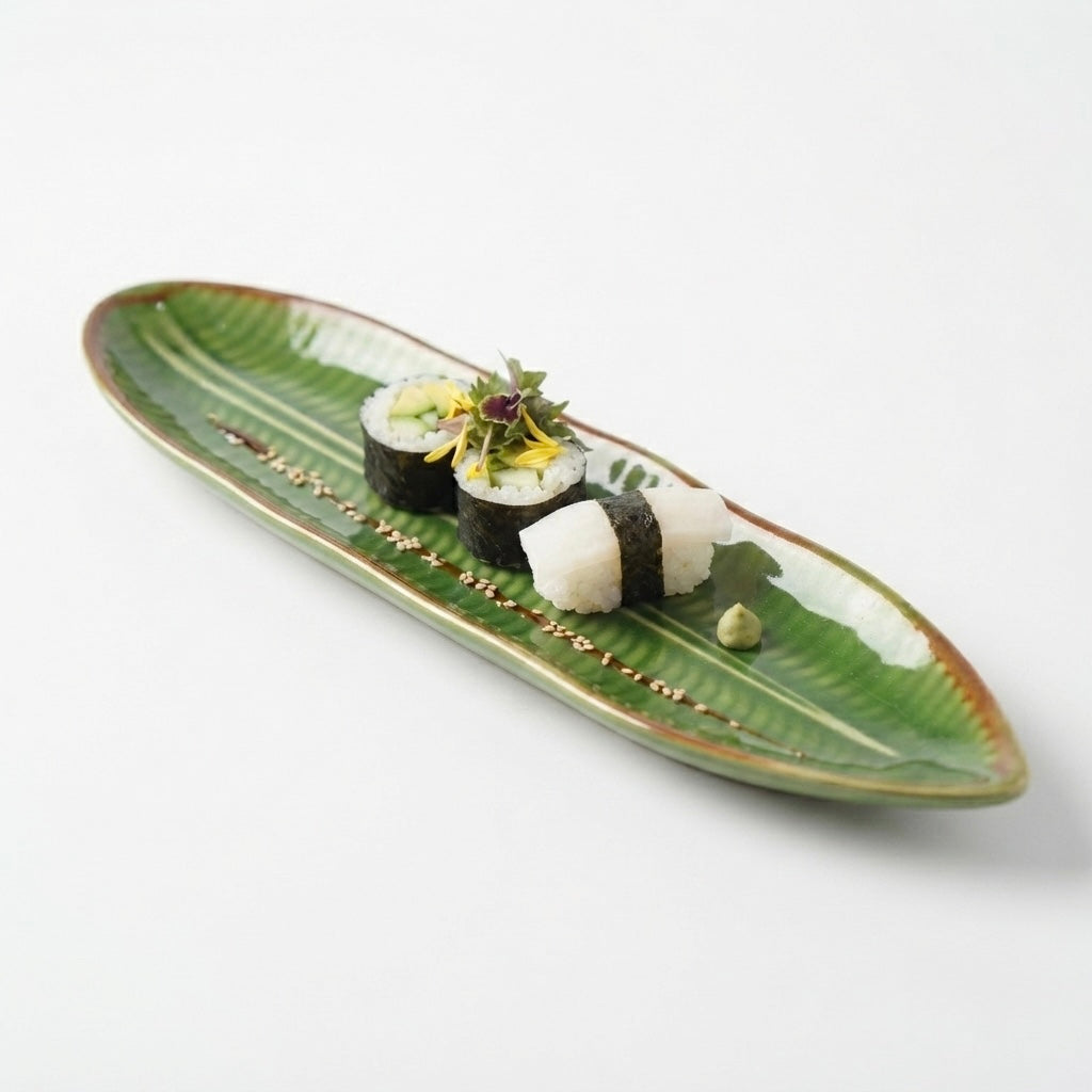 Small Green Fern Leaf Platters (Pack of 3, Green) My Store