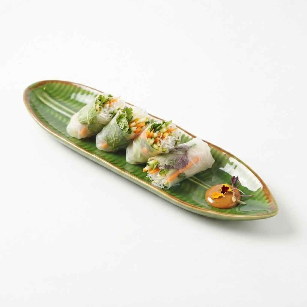 Small Green Fern Leaf Platters (Pack of 3, Green) My Store