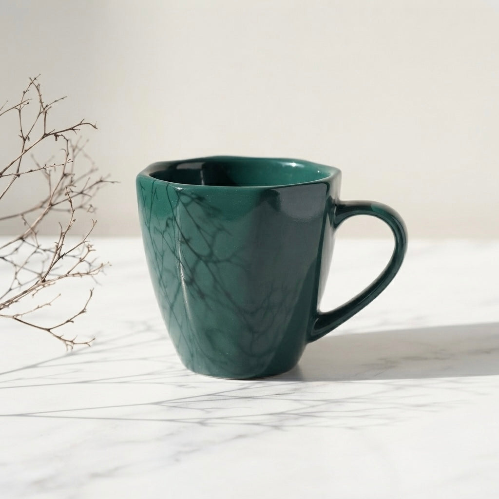 DATA Veda Mugs in Green, Set of 6 Dandy Lines by DATA