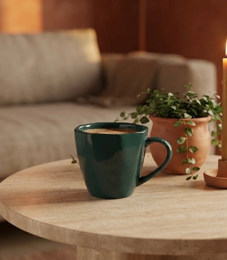 DATA Veda Mugs in Green, Set of 6 Dandy Lines by DATA