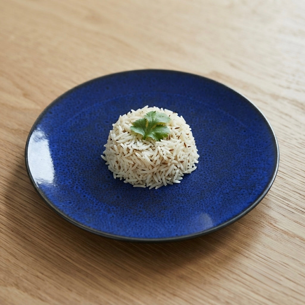 Horizon Full Dinner Plates in fine bone china with elegant blue geometric design