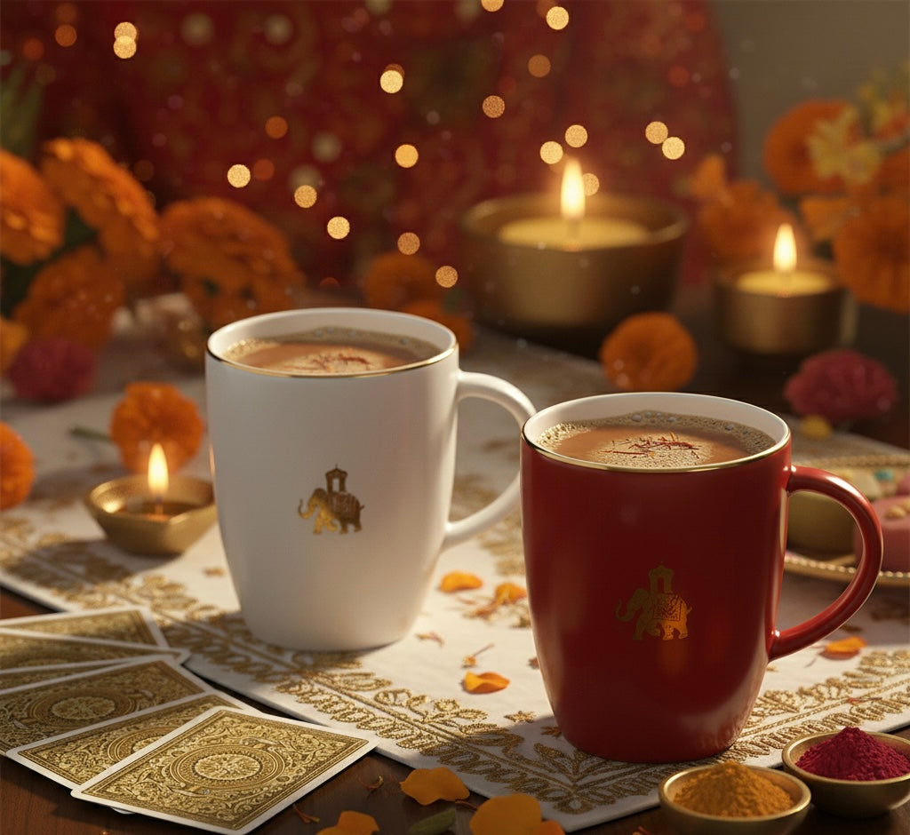 Dandy Lines Shubh Gift Set with Pure Gold Mugs, Festive Gift Box included