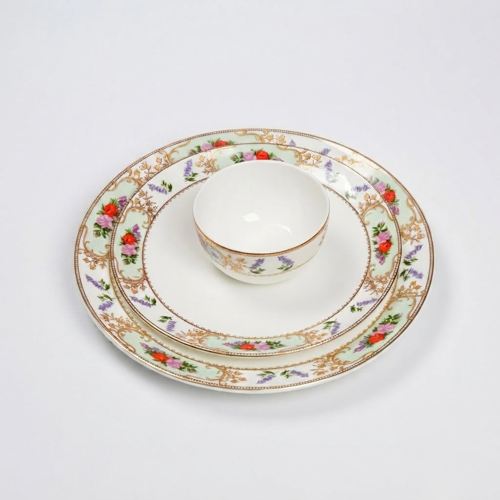 Jaipur Gold Dinner Set (Floral Pure Gold, Fine Bone China, 20 Piece Set) My Store