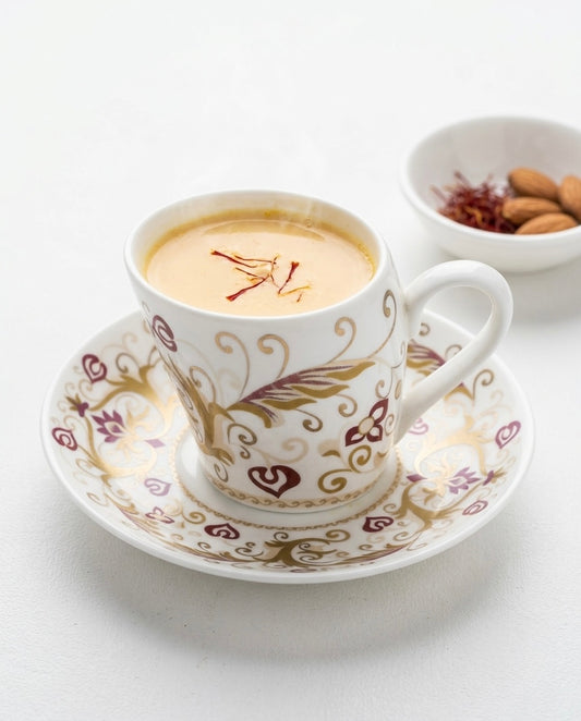 Lara Bangalore in Gold and Red (Cup Saucer Set, Pack of 12) My Store