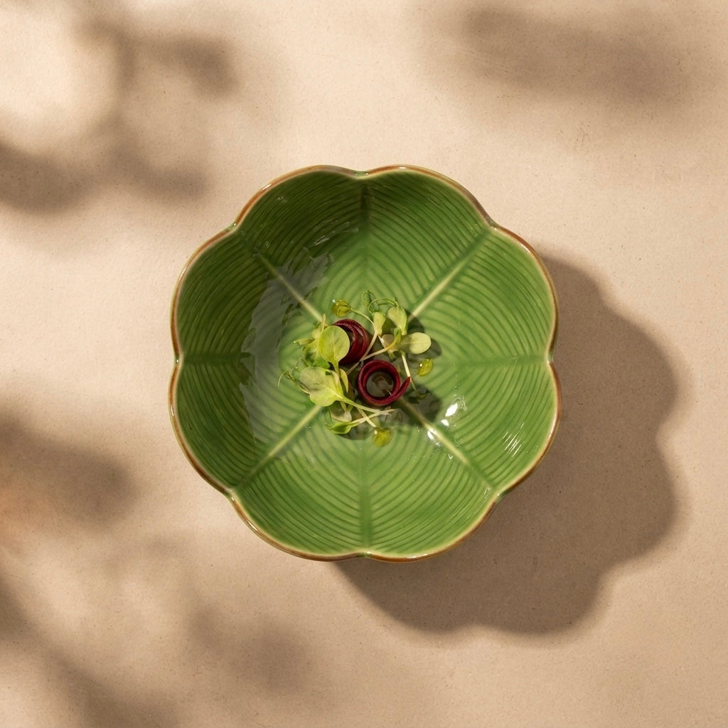 Large Leaf Circle Bowl (Pack of 1, Green) My Store