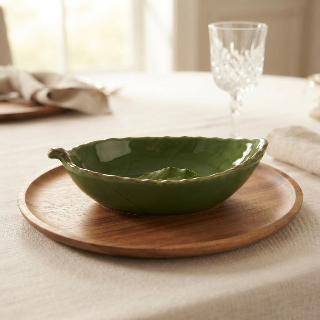 Large Leaf Shape Bowl (Pack of 1, Green) My Store