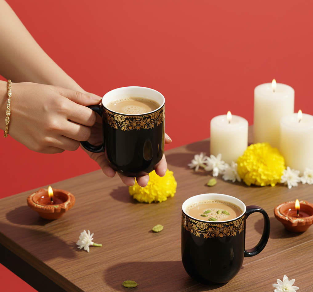 Lila Mug in Black & Gold tea cup set -Dandy Lines My Store