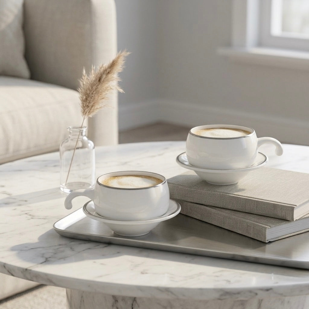 Lilliput in White with Platinum Cups and Saucers My Store