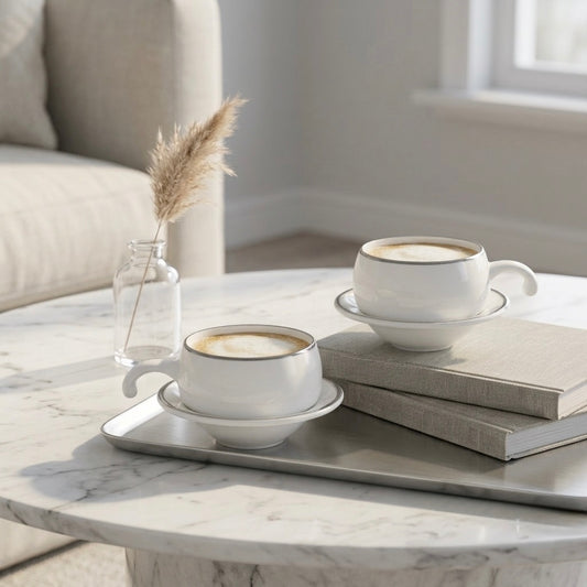 Lilliput in White with Platinum Cups and Saucers My Store