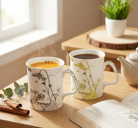 Marlborough Forrest Flower Mug (Pack of 4, Fine Bone China) My Store
