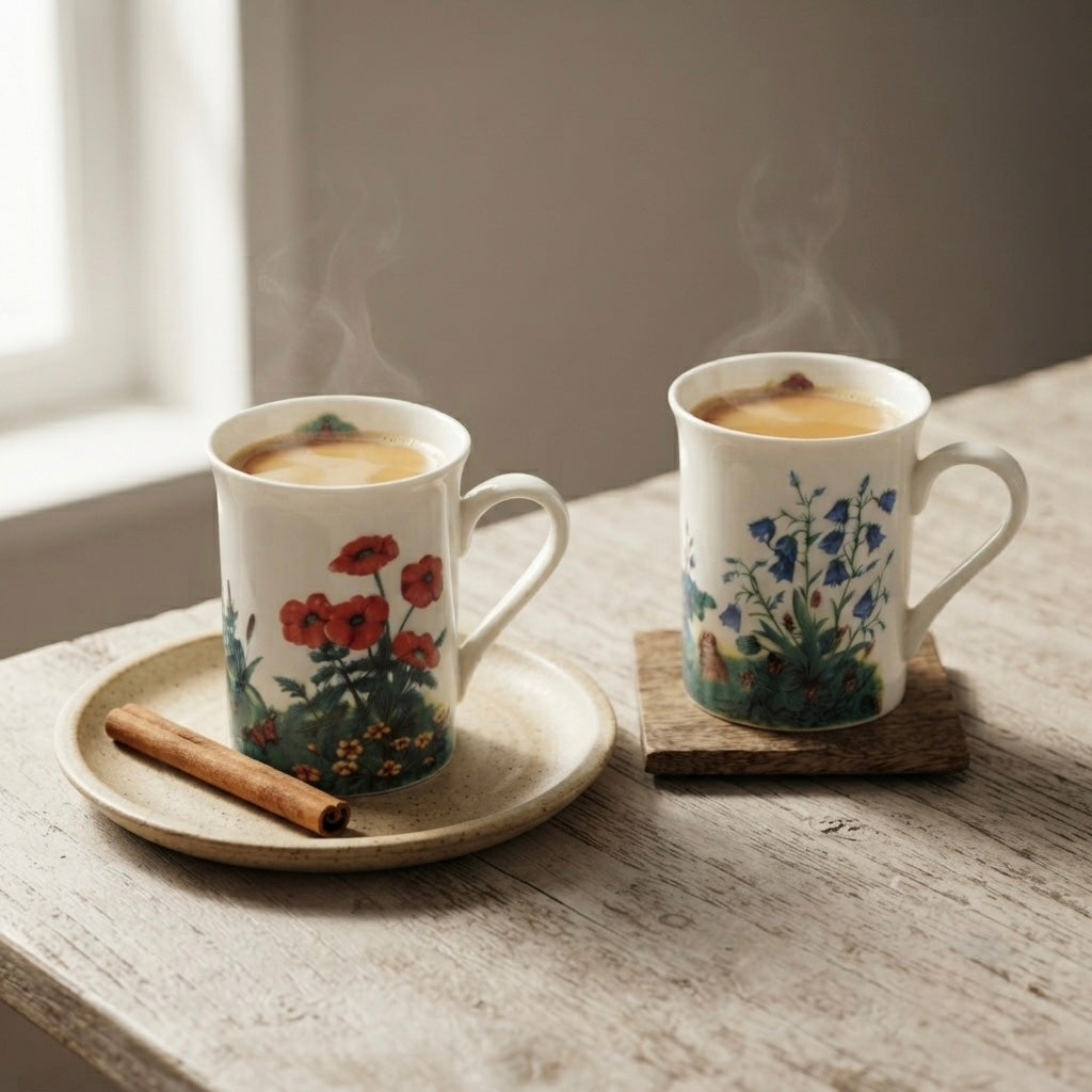 Panama Mug with Multiple Flowers-milk mugs My Store