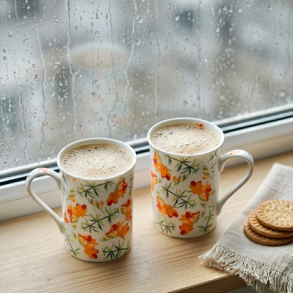 Panama with Orange English Flowers-stylish milk mugs My Store