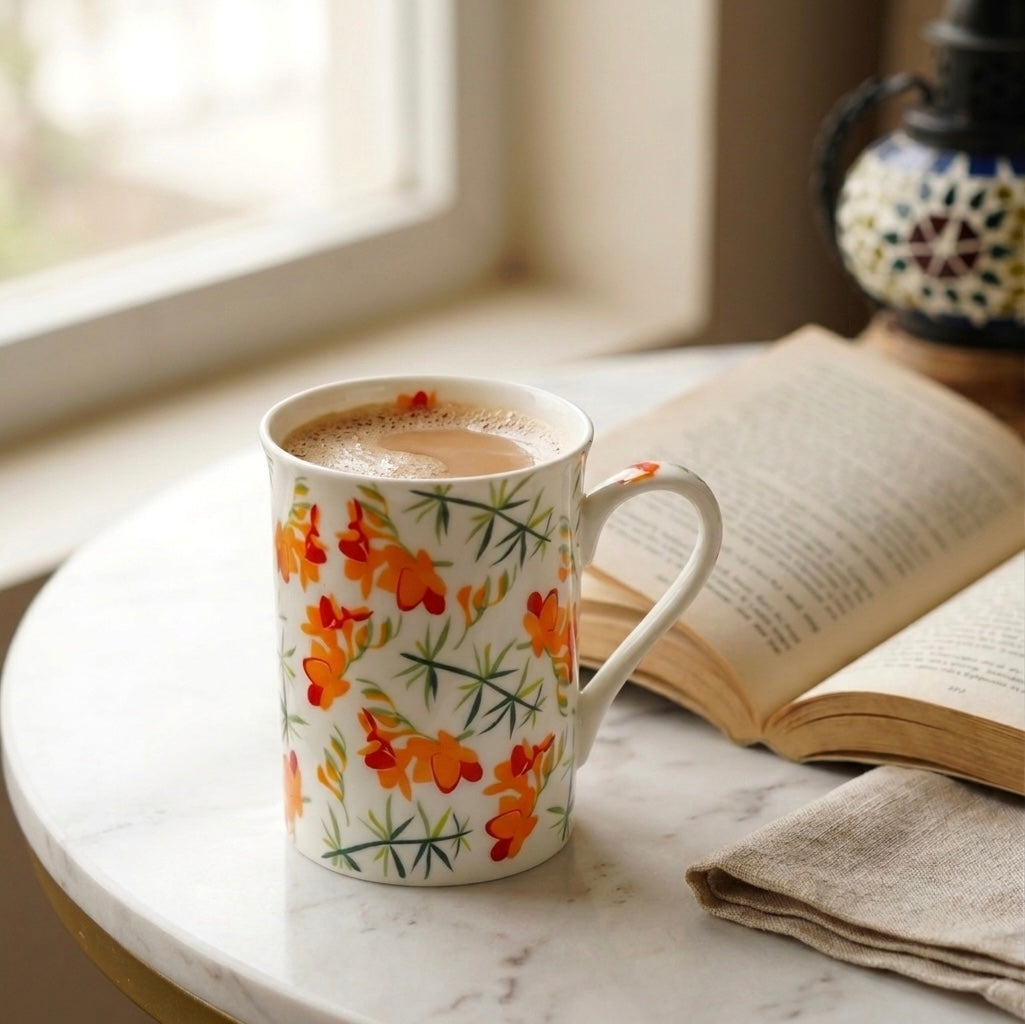 Panama with Orange English Flowers-stylish milk mugs My Store