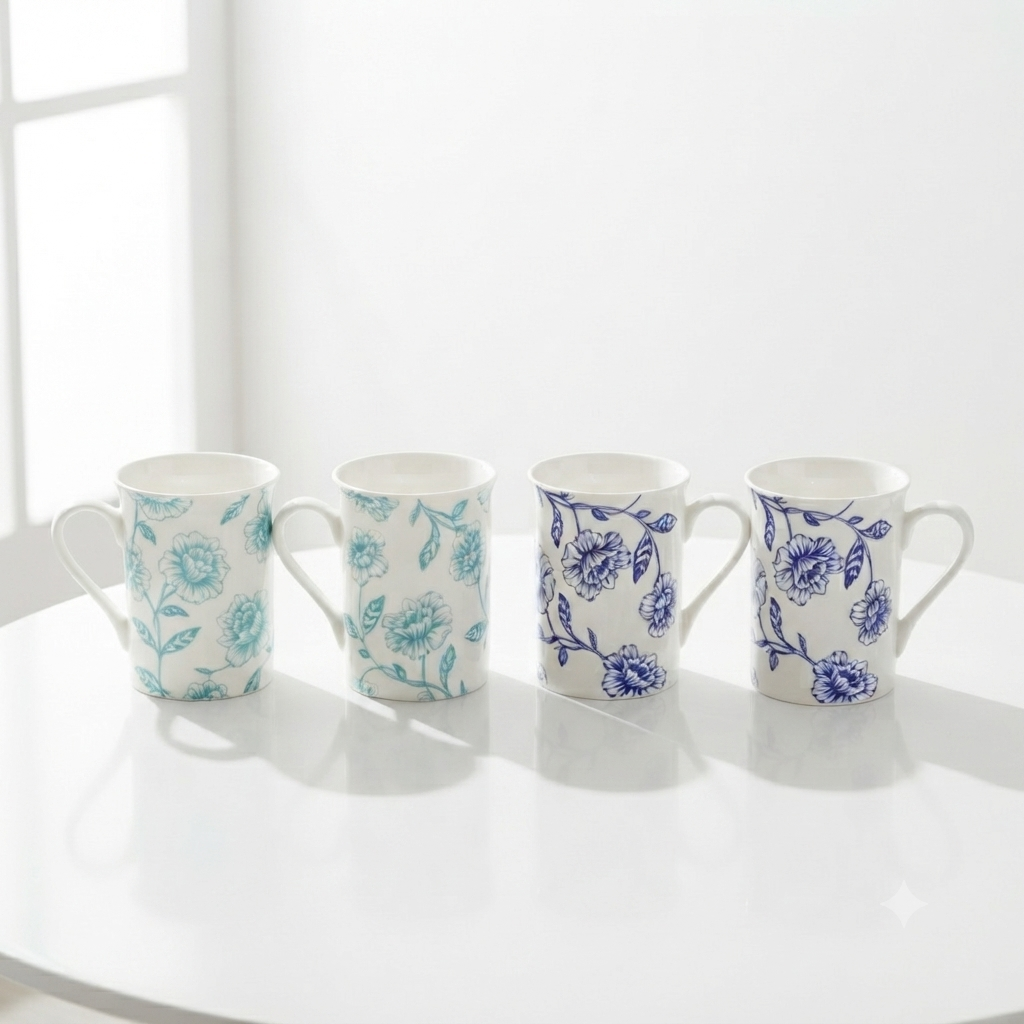 Panama Mug with Blue Flowers-milk mugs My Store