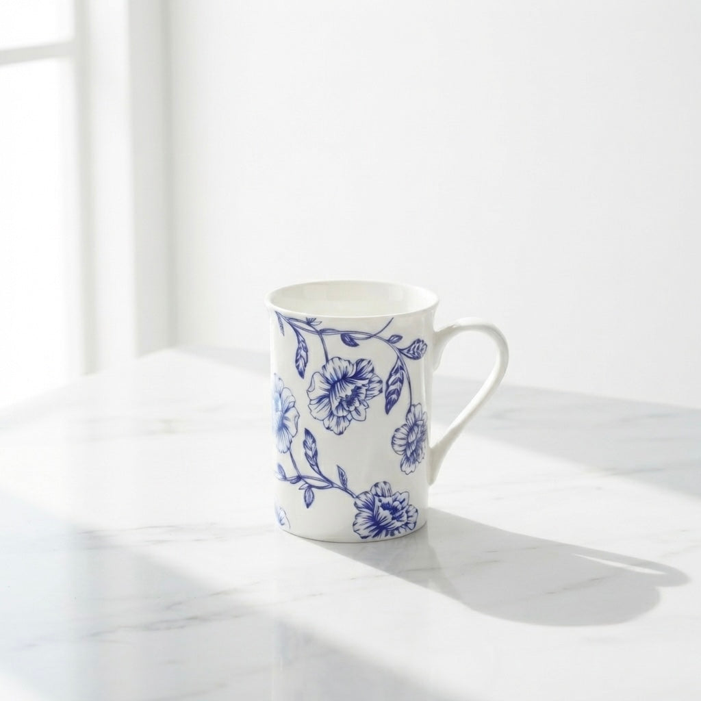 Panama Mug with Blue Flowers-milk mugs My Store