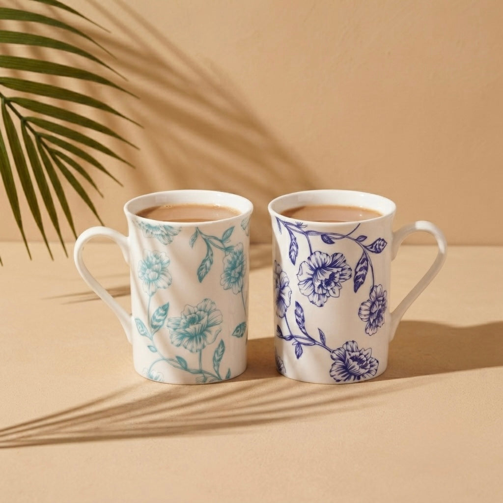 Panama Mug with Blue Flowers-milk mugs My Store