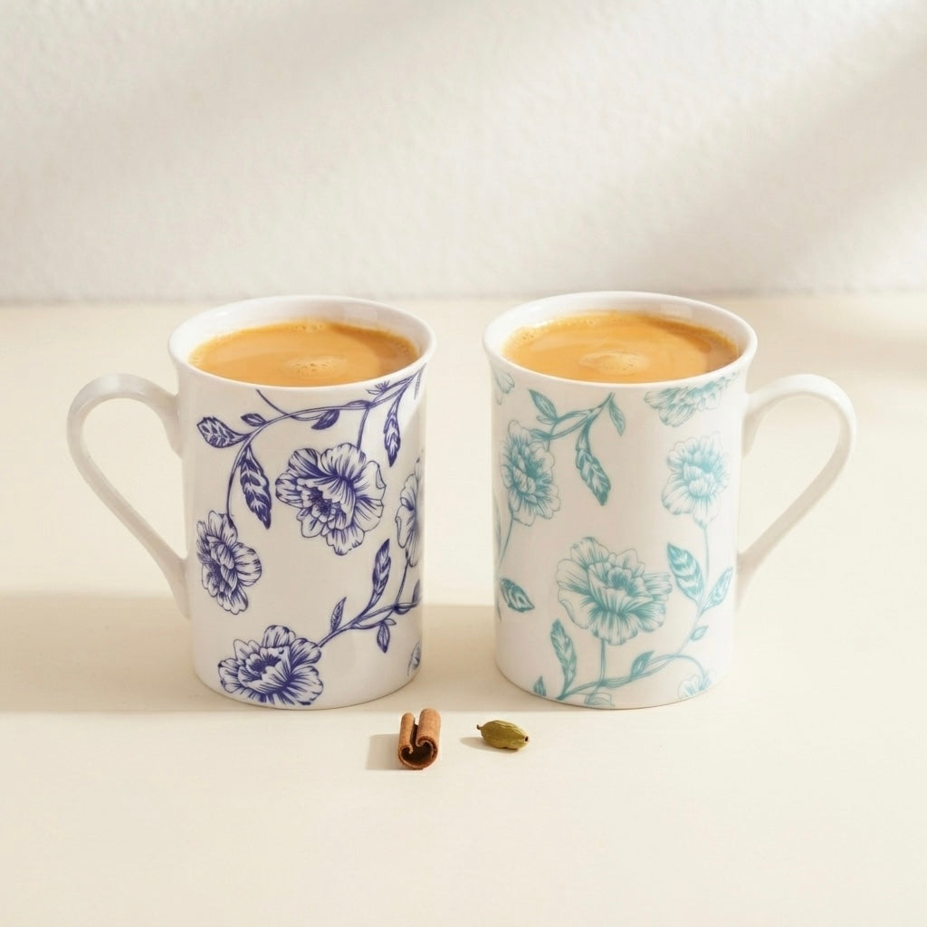Panama Mug with Blue Flowers-milk mugs My Store