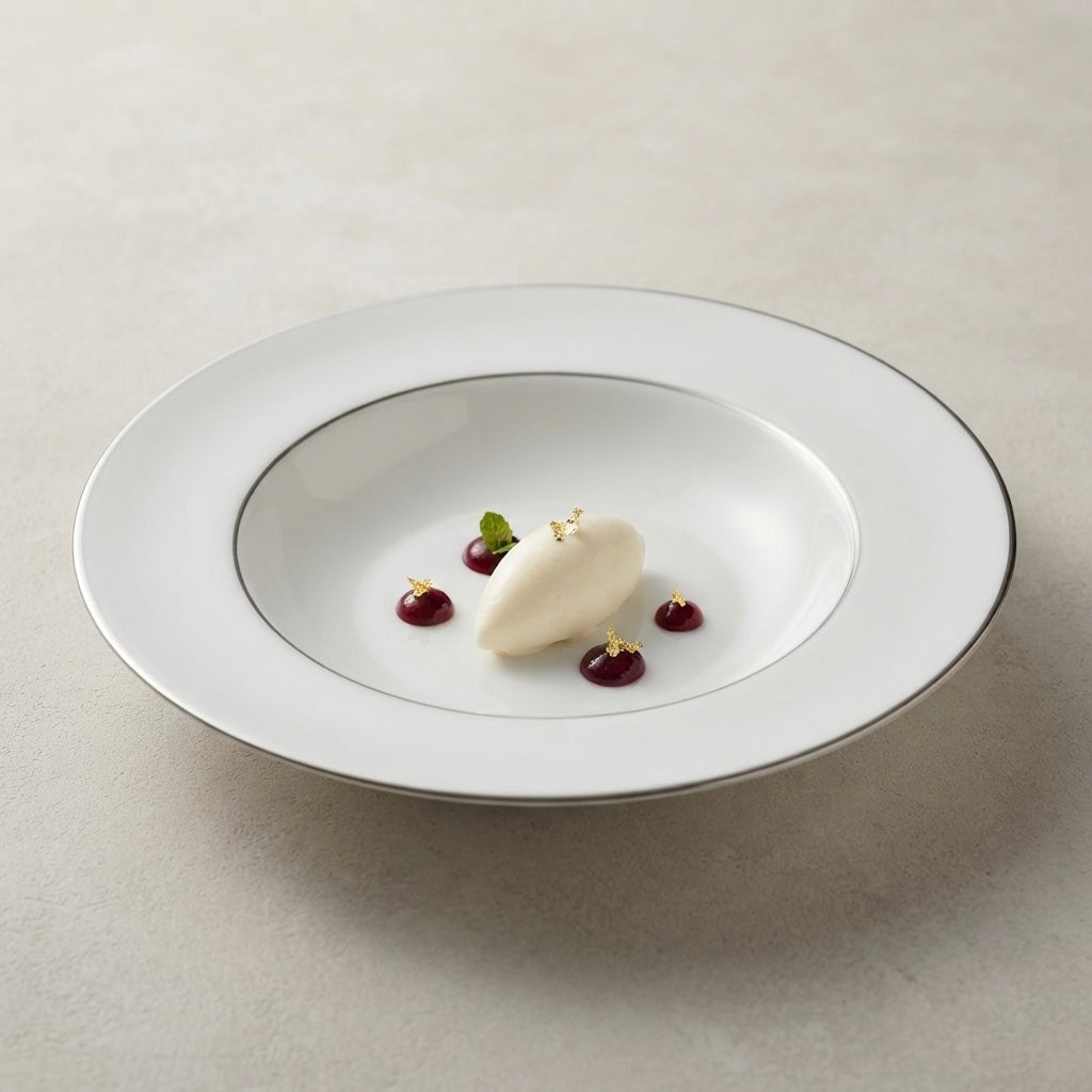 Fine bone china Pasta Plate in Pure Platinum with sophisticated platinum edge and timeless design