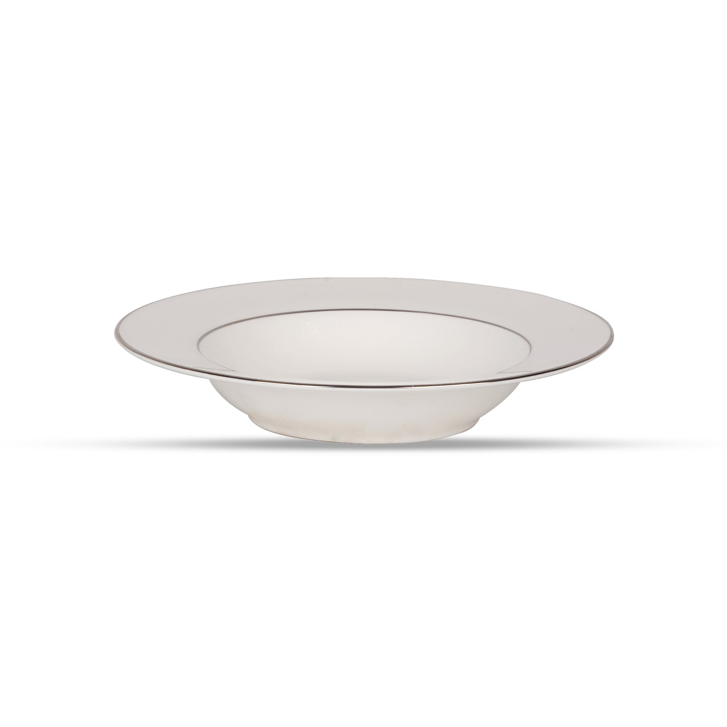 White Pasta Plate in Pure Platinum featuring glossy finish and refined platinum detailing