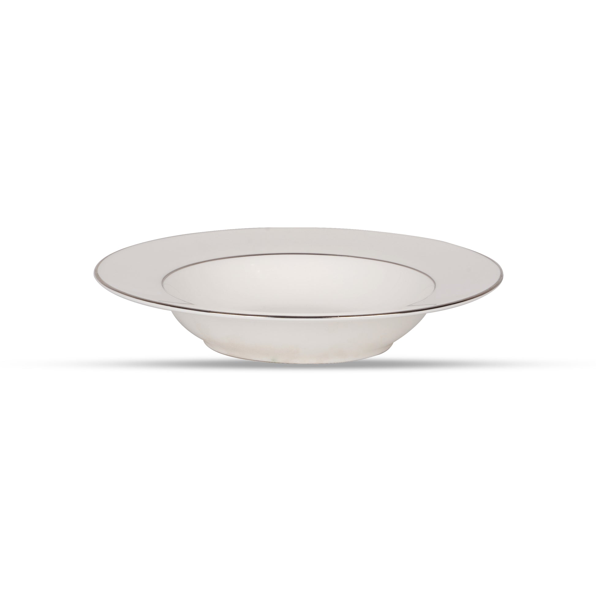White Pasta Plate in Pure Platinum featuring glossy finish and refined platinum detailing