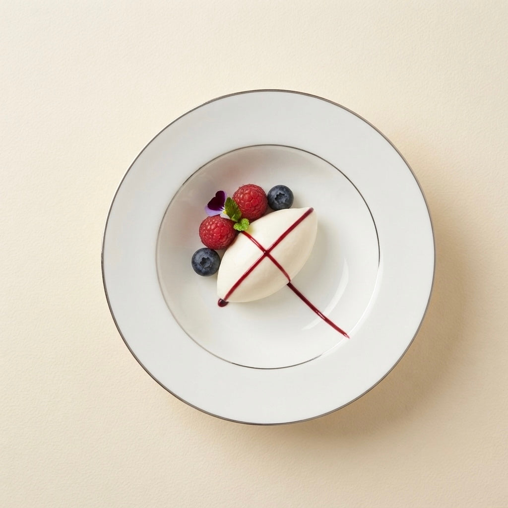 Pasta Plate in Pure Platinum showcasing smooth white surface and premium platinum border