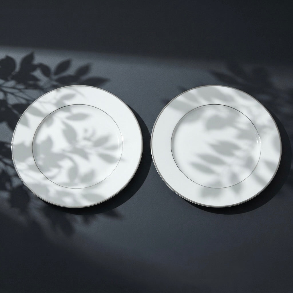 Full Plates with Pure Platinum showcasing minimalist white design and platinum border