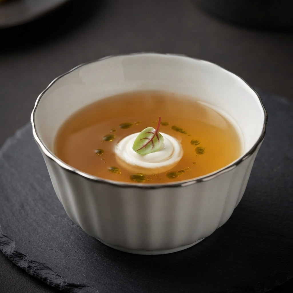 White Ceramic Bowl Set with luxurious platinum rim detailing and smooth white ceramic crown bowl design for stylish table settings