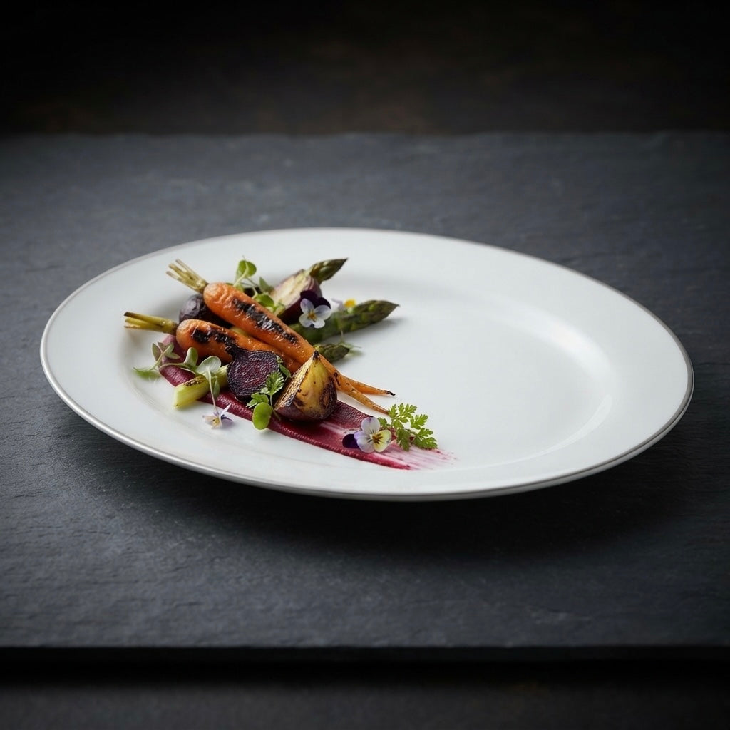 Elegant Platter with Pure Platinum in fine bone china for serving appetizers desserts and snacks