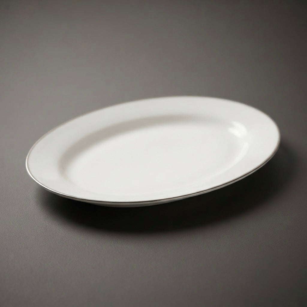 Rectangular Platter with Pure Platinum in fine bone china for elegant food presentation
