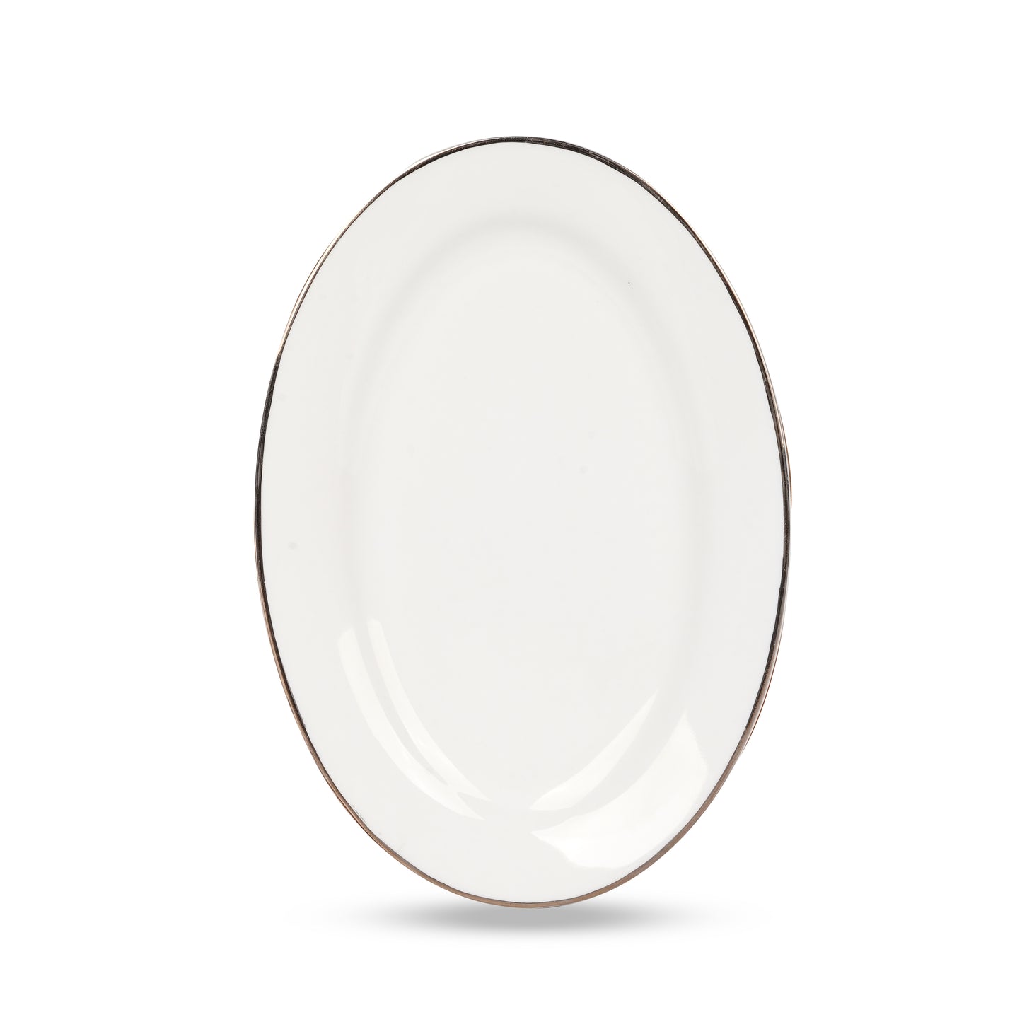 Platter with Pure Platinum in white fine bone china with elegant platinum rim design