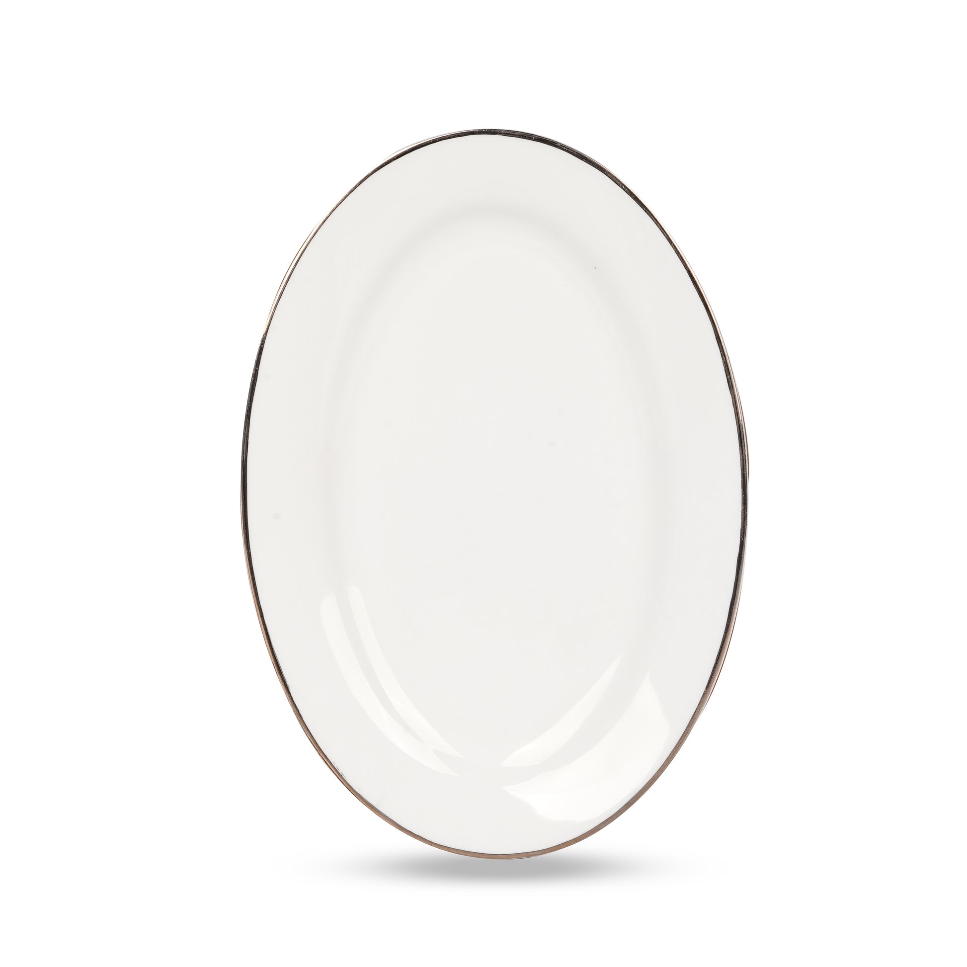 Platter with Pure Platinum in white fine bone china with elegant platinum rim design