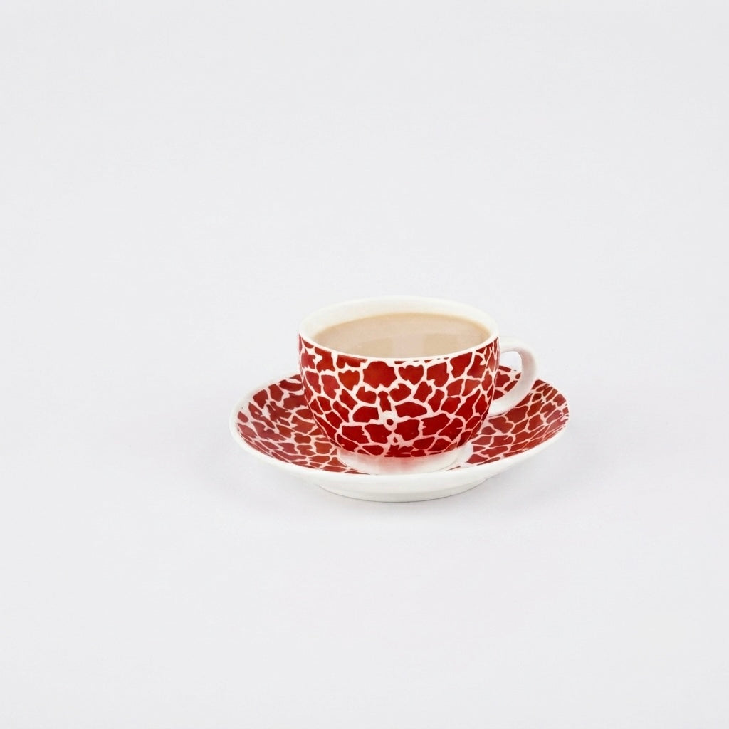 Rani Cups and Saucers in Red Animal Print, Set of 12 My Store
