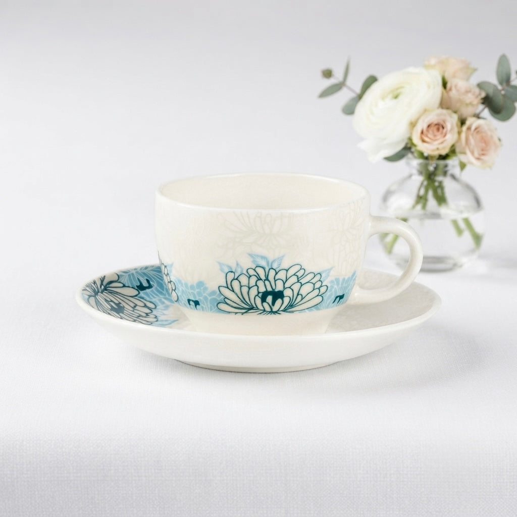 Rani Cups and Saucers with Blue Flowers, Pack of 12 My Store
