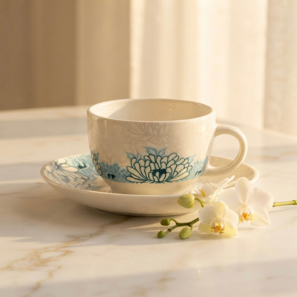Rani Cups and Saucers with Blue Flowers, Pack of 12 My Store