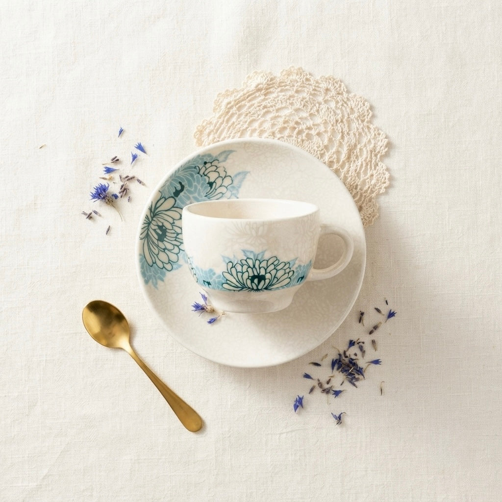 Rani Cups and Saucers with Blue Flowers, Pack of 12 My Store