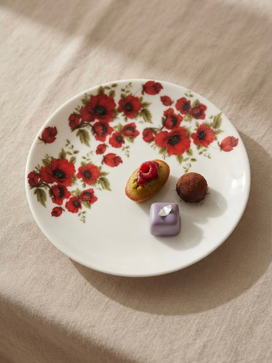 Red Poppy Quarter Plates, Pack of 2